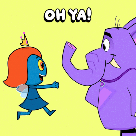 Girl with Crown and Elephant Saying Oh Ya