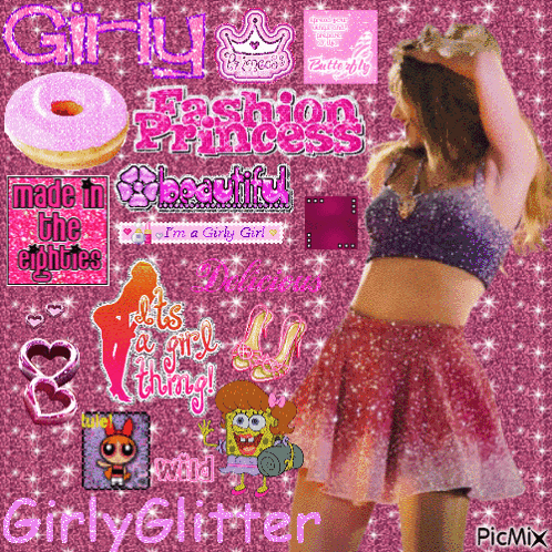 Girl With Crown And Glitter GIF
