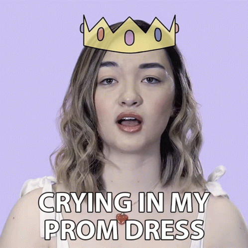 Girl with Crown Crying in Prom Dress