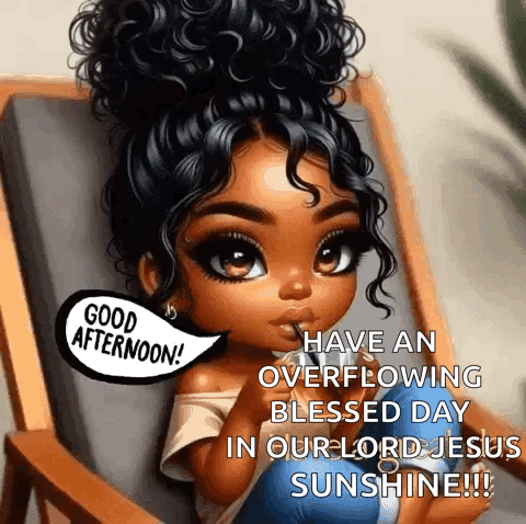 Girl With Curly Hair Saying Good Afternoon GIF