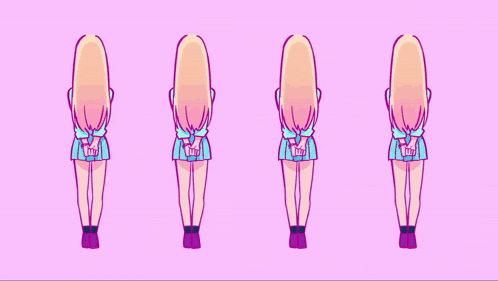 Girl With Different Outfits And V Hat GIF