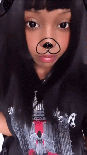 Girl With Dog Face Drawing Wearing N Shirt