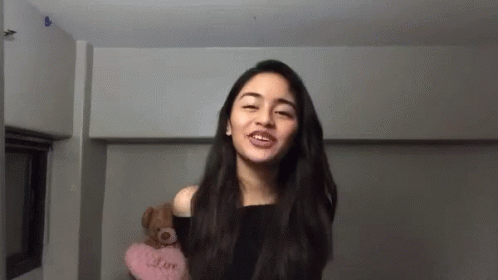 Girl With Eyes Closed And Mouth Open GIF