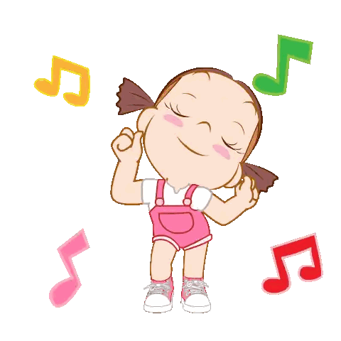Girl with Eyes Closed and Music Notes