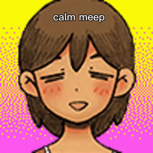 Girl With Eyes Closed Saying Calm Meep