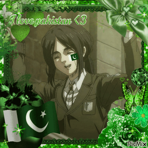 Girl With Flag On Face Saying I Love Pakistan GIF