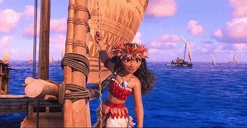 Girl With Flower Crown On Boat In Ocean GIF