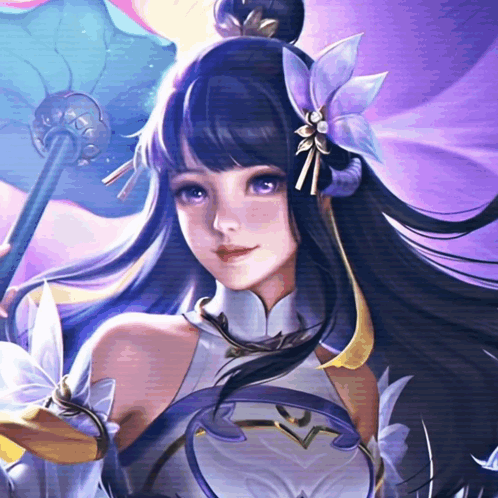 Girl With Flower in Hair Holding Wand