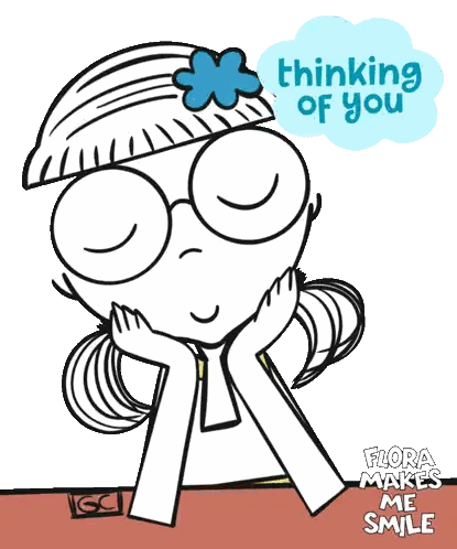 Girl with Flower in Hair Thinking Of You