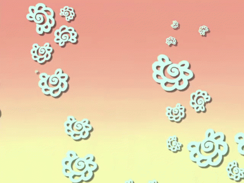 Girl With Flowers Flying Around GIF