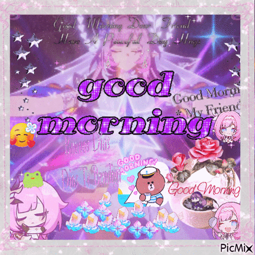Girl With Frog On Head Saying Good Morning GIF