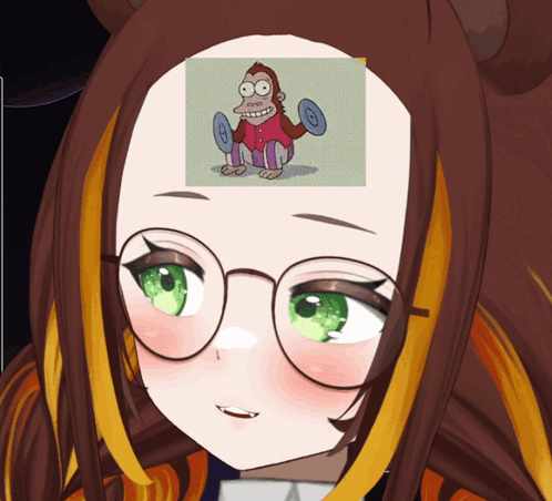 Girl With Glasses and Monkey on Head