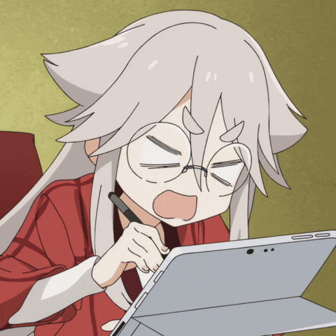 Girl With Glasses And Tablet GIF