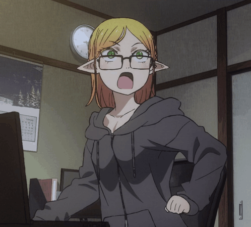 Girl with Glasses at Computer in January