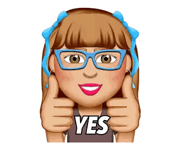 Girl with Glasses Giving Thumbs Up and Wearing Yes Shirt