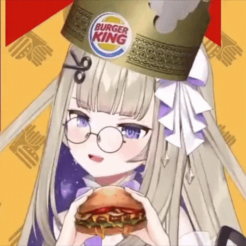 Girl with Glasses Holding Hamburger