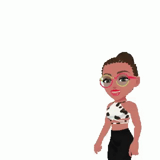 Girl With Glasses Running In Front Of Purple Yus Letters GIF