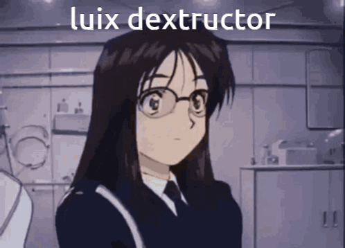 Girl With Glasses Standing in Room With Luix Dextractor