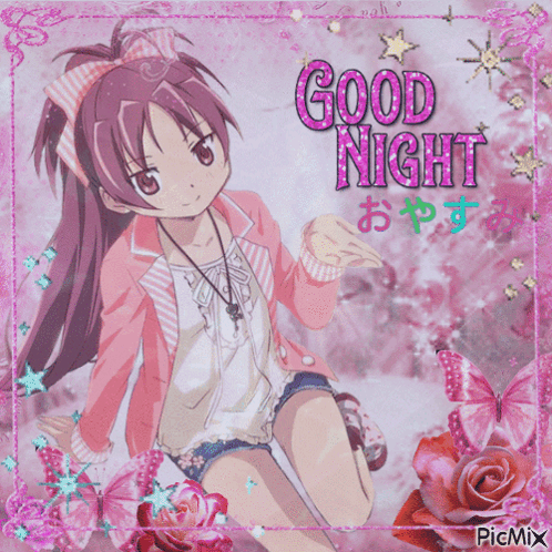 Girl With Good Night in Pink
