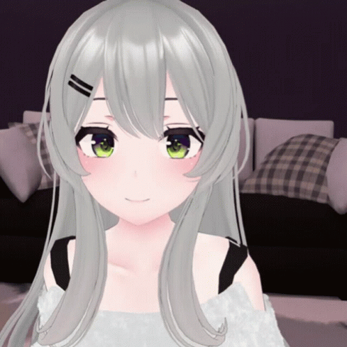 Girl With Gray Hair and Green Eyes Smiling
