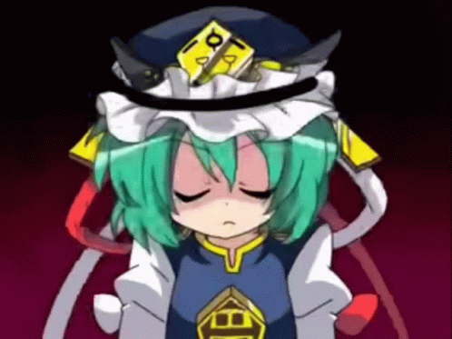 Girl With Green Hair And BB Hat GIF