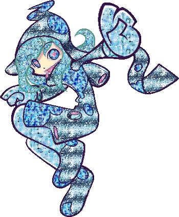 Girl with Green Hair and Blue Clothes