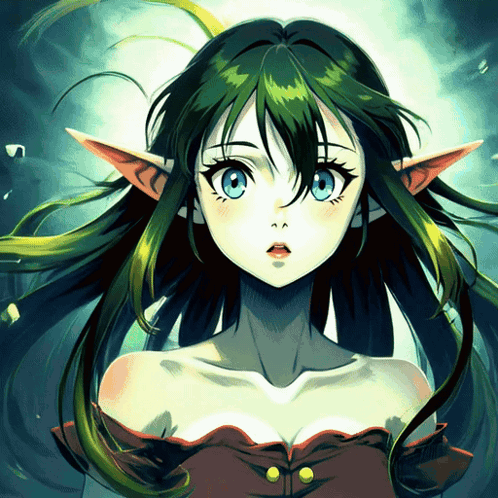 Girl With Green Hair And Ears GIF
