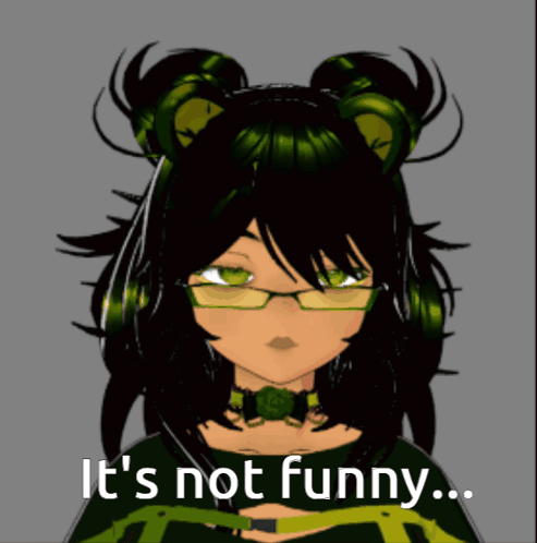 Girl with Green Hair and Glasses Says Not Funny