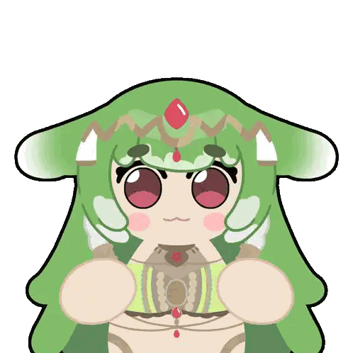Girl with Green Hair and Red Jewel