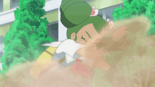Girl With Green Hair And White Towel GIF