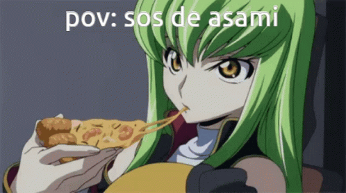 Girl With Green Hair Eating Pizza Pov Sos De Asami GIF