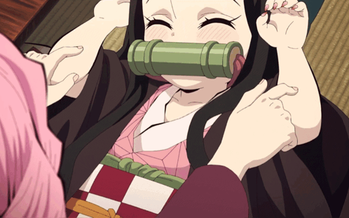 Girl With Green Tube In Mouth Held By Another Girl GIF