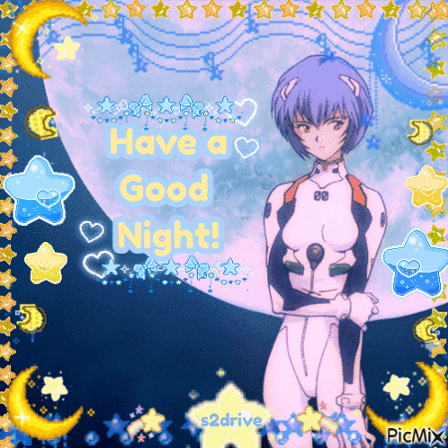 Girl With Have A Good Night Text GIF