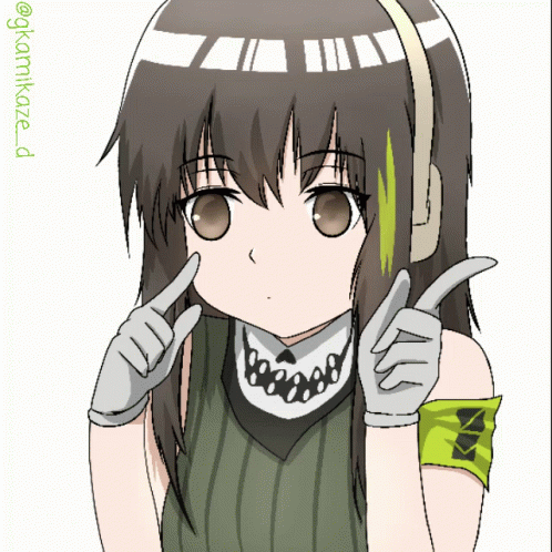 Girl With Headphones and Green Armband KK