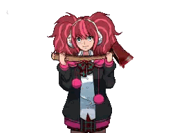 Girl With Headphones Holding Bloody Axe