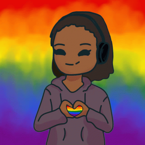 Girl with Headphones Making Heart