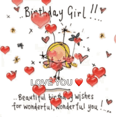 Girl with Hearts Fairy on Swing Birthday Card