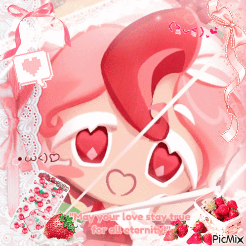 Girl With Hearts on Her Face Saying May Your Love Stay True For All Eternity