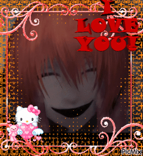 Girl with Hello Kitty I Love You Red