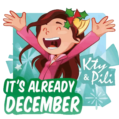 Girl with Holly Headband Saying December