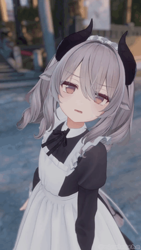Girl with Horns in Maid Outfit
