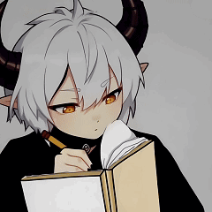 Girl With Horns Reading Book With Pen