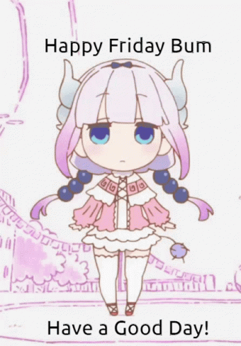Girl with Horns Saying Happy Friday Bum