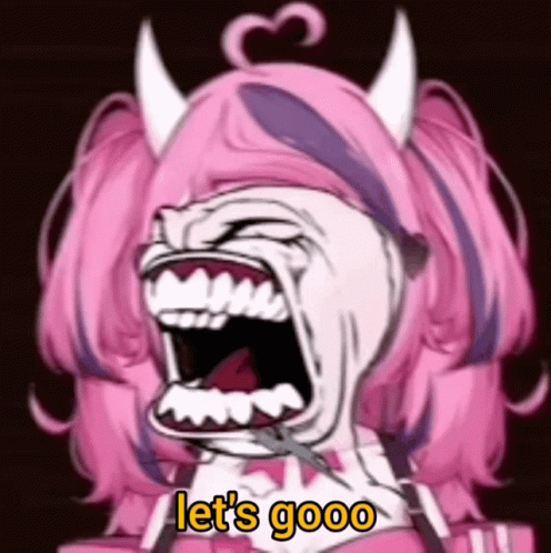 Girl With Horns Screaming Lets Go GIF