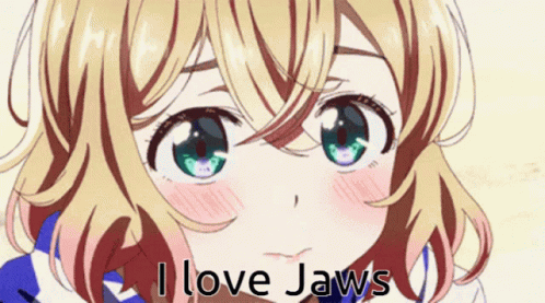 Girl With I Love Jaws Face GIF