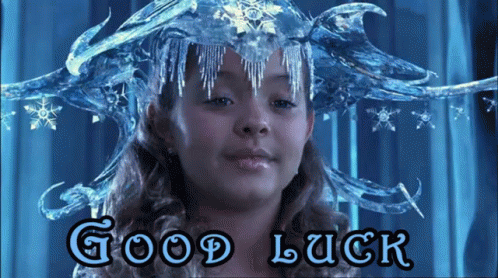 Girl With Ice On Head Saying Good Luck GIF