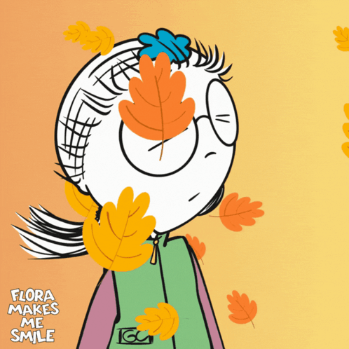 Girl with Leaves Smiling Flora