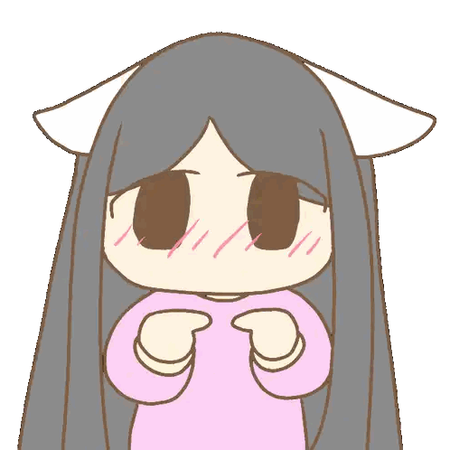 Girl with Long Black Hair and Cat Ears