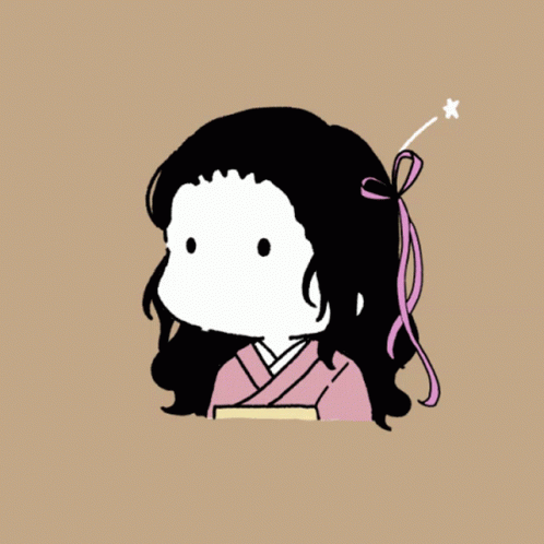 Girl With Long Black Hair and Pink Bow