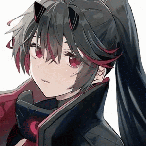 Girl With Long Black Hair And Red Eyes GIF